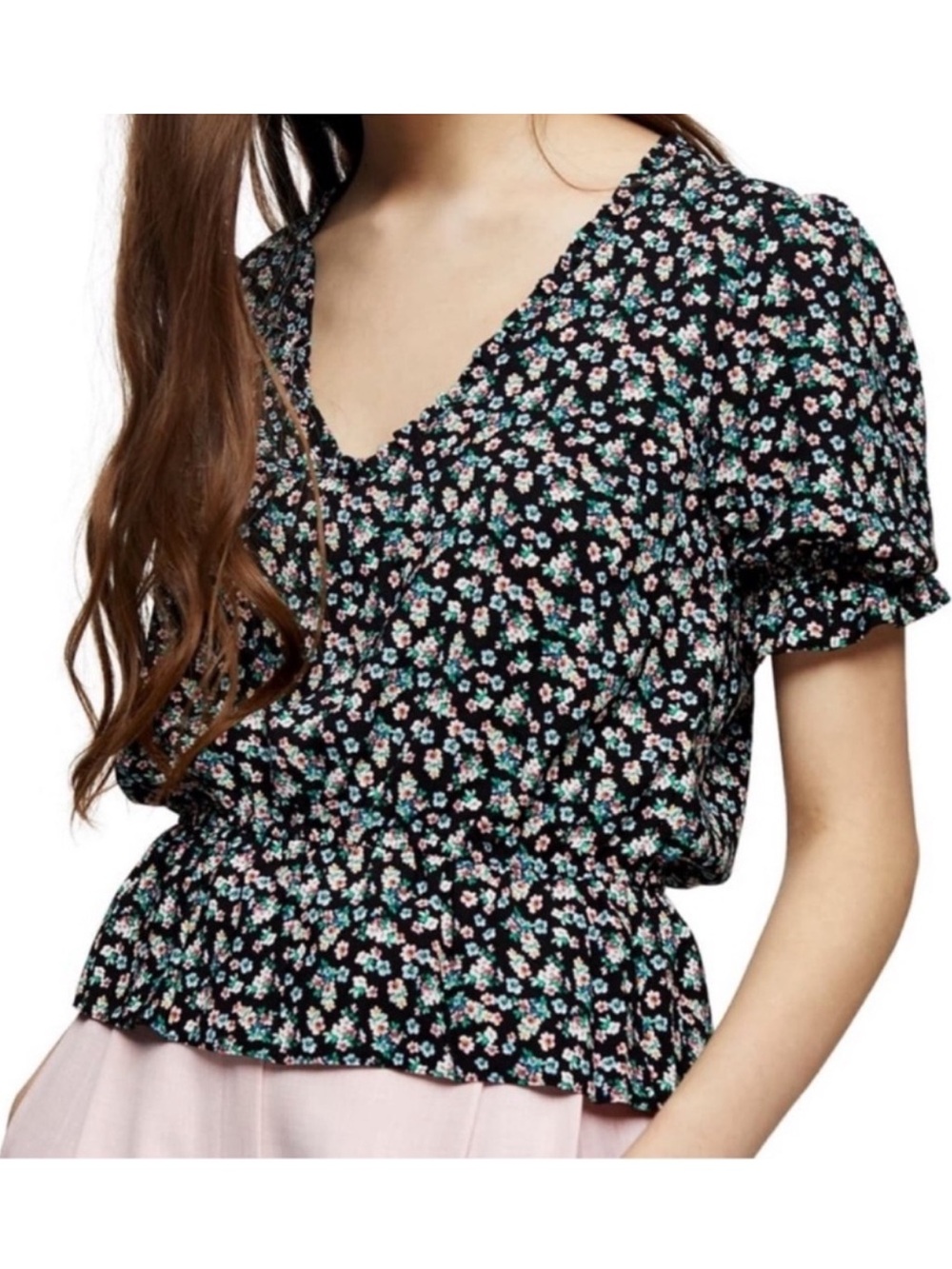 NWT Topshop Morgan Floral Print Blouse Size 6 Cottagecore Garden Party Casual